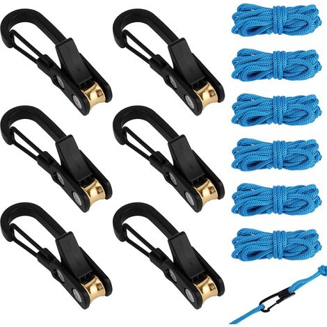 6pcs Cordes avec Tendeur à Rouleau pour Un Nouage Facile et Sûr, Robustes Acier Inoxydable avec Tendeur Réglable cordes de 3m Boucle Rétractable Idéales pour Camping Randonnée et Bateau (1/5)