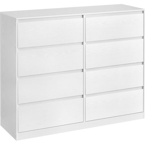 Vasagle – Commode enfant 8 tiroirs 40 x 119,4 x 97,5 cm – Panneaux d’aggloméré et MDF – Poignées intégrées – 2 dispositifs anti-basculement