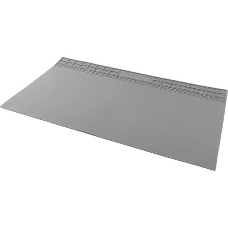 Tapis de poste de travail de réparation en silicone, résistant à la chaleur, pour établi d'électronique, 70 x 40 cm, gris. (1/4)