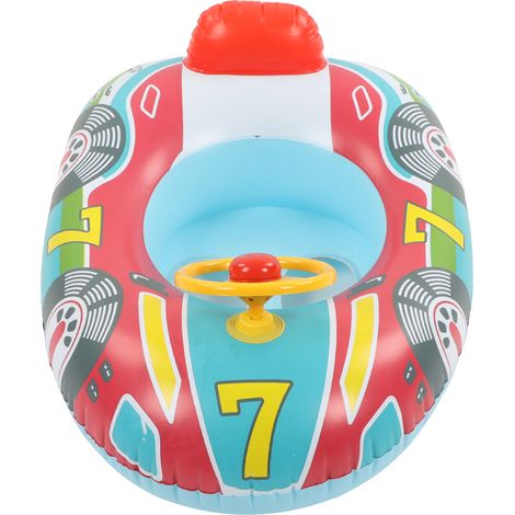 Aufblasbares Boots-Schwimmboot mit Steuerrad, auslaufsicherem PVC, Beinöffnung, Kinderschwimmhilfe für den Sommer, blauer Boden (1/5)