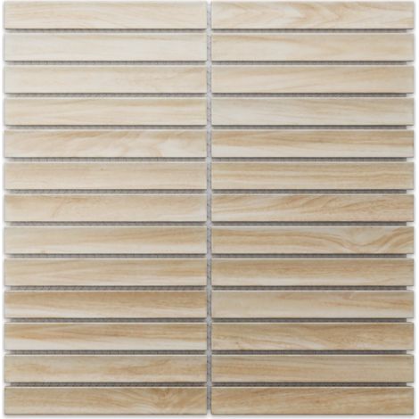 Ilcom mosaico in ceramica su rete per bagno e cucina  29.6cm x 30cm -  Light wood piano (1/5)