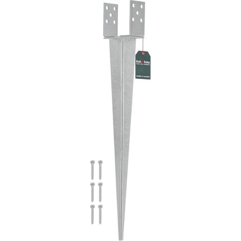 KOTARBAU® Support de Poteau Réglable - 0-120 mm - Acier Galvanisé - 70 cm - Argent - Support Poteau a Enfoncer - Ancrage Balancoire - Ancre a Enfoncer - pour Poteaux Bois (1/5)