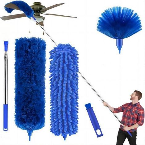 4 Pièces Plumeau Telescopique Microfibre Plumeau Poussiere Plumeau Lavable Microfibre Longueur Totale Jusqu'à 280 cm pour Plafonds Ventilateur de Plafond Toile D'araignée Meubles (1/5)