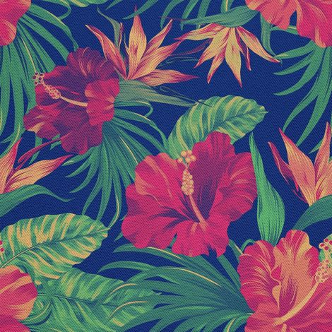 Telas decorativas Oxford para exteriores - Motivo de flores de hibisco 1 I DX134 (1/5)