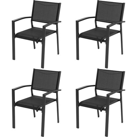Avestar Lot de 4 Chaises de Jardin Empilables, en tissu textilene et cadre en fer thermolaqué