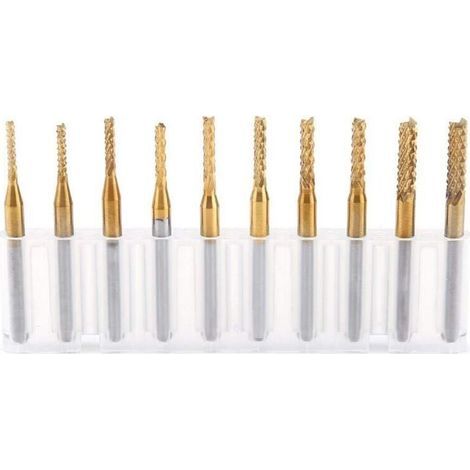 10pcs Fraise en Bout 1.5mm-3.175mm Fraise Carbure de Tungstène de Titane Forage Fraise Coupe Outils (1/5)
