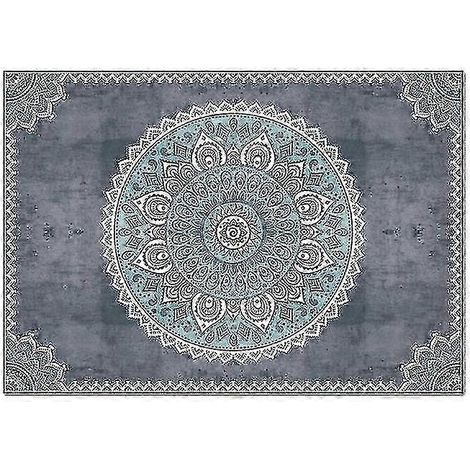 Tapis de salon gris-bleu, tapis de couloir rétro nordique (1/5)