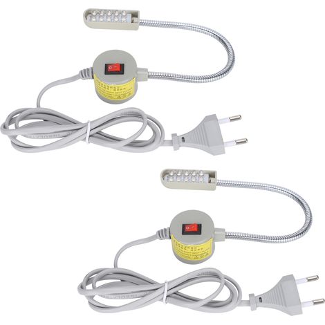 Lot de 2 lampes LED flexibles pour machine à coudre avec base magnétique, prise 110-220 V (prise ronde) (1/5)