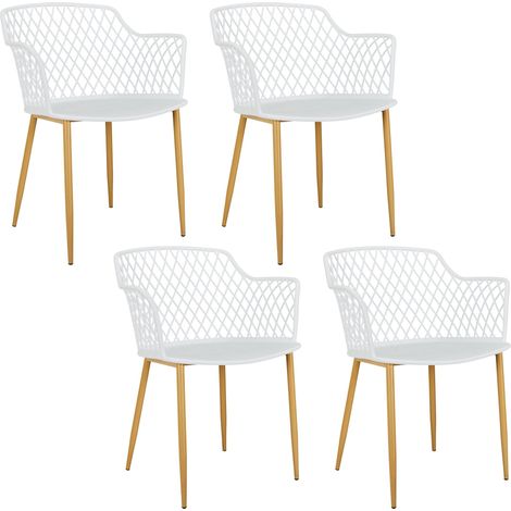 Lot de 4 Fauteuils - HOME DECO FACTORY - Malaga - Léger - Moderne - Blanc (1/5)
