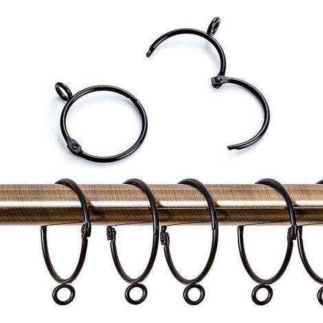 Set mit 20 Metall-Gardinenringen, offene und geschlossene Aufhängehaken für Gardinen und Gardinenstangen, 50 mm Innendurchmesser (1/4)