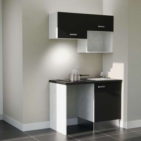 Kitchenette K02L-PT - 120 cm avec plan de travail et évier - emplacements frigo, hotte et micro-ondes