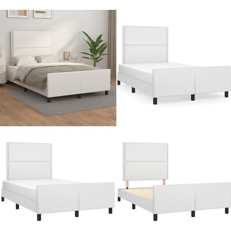 Bettgestell mit Kopfteil Weiß 120x200 cm Kunstleder - Bettsofa - Schlafzimmermöbel - Doppelbett - Boxspringbetten - Lattenrost - Home & Living (1/5)