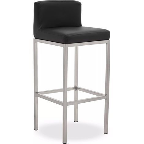 Interiors by Premier Black PU and Chrome Finish Bar Chair, Glam Touch Indoor Metal Bar Stool, Footrest Bar Chair (1/5)