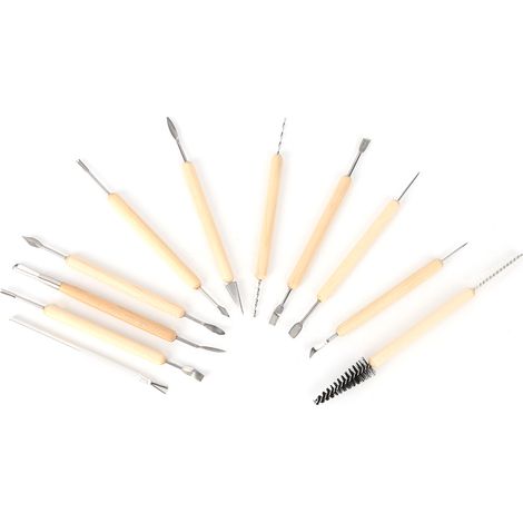 Ensemble de 11 outils de sculpture en argile polymère avec couteau laser, ensemble de couteaux à sculpter pour poterie en argile à faire soi-même, couteau à sculpter l'argile à l'huile comme illustré (1/2)