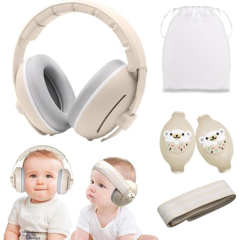 Protège-Oreilles Bébé Enfant - Casque Anti-Bruit 25dB pour Nourrissons 0-4 Ans - Réglable et Léger avec Bandeau Anti-Dérapant - Idéal pour Avion, Fêtes (1/5)