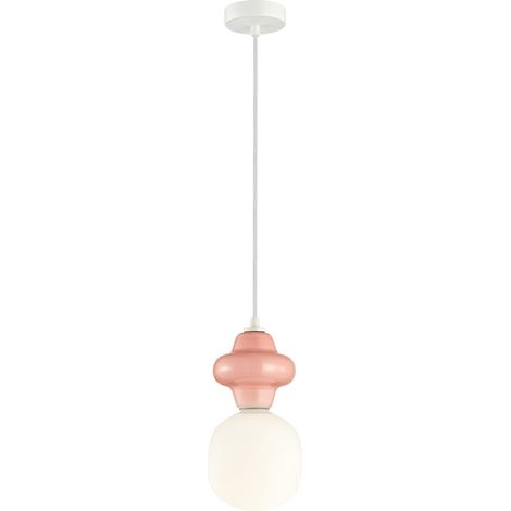 Italux Latera Petit plafonnier suspendu fin rose et blanc mat (1/3)
