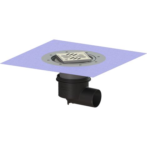 Siphon de sol/plafond Ecoguss DN 80, montage latéral, Variofix, grille design