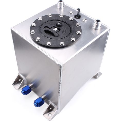 10L Aluminum Alloy Regulated Fuel Tank with Mirror Polishing and Sensor for Car Modification and Drifting - Silver
