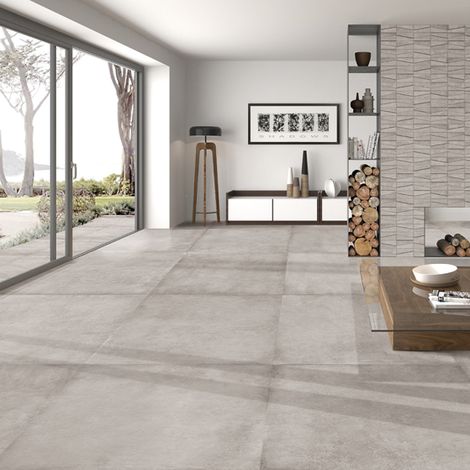 Aelle - Carrelage sol / mur moderne gris 75x75 cm MATERIKA GREY - Vendu par boîte de 1,125 m² (1/4)