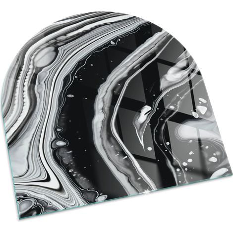 Plaque Carrée de Verre pour Cheminée Revêtement de Sol Plancher de Pare-feu Protection Contre Etincelles Vagues et lignes abstraites 100x100 cm (1/5)