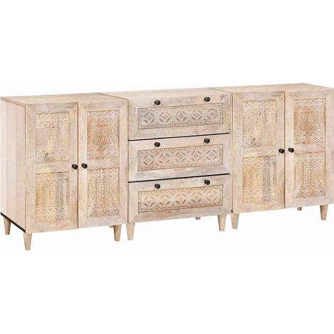Vitrina 3 pcs 180 x 33,5 x 75 cm madera maciza de mango (1/5)