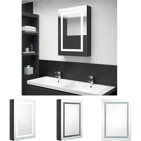 The Living Store - LED-Spiegelschrank fürs Bad Glänzend Schwarz 50x13x70 cm (1/5)