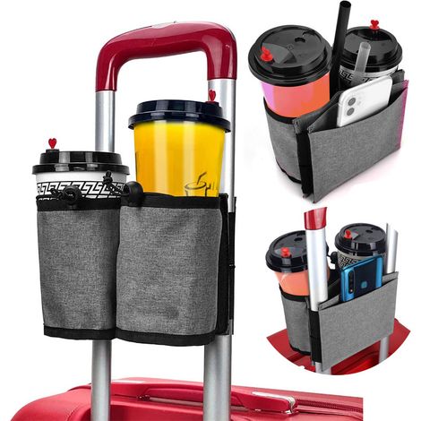 Sac de rangement pour poignée de valise, poche à boisson, porte-gobelet pour valise, manchon de protection pour bouteille d'eau, sac de rangement minimaliste pour gobelet d'eau (1/4)