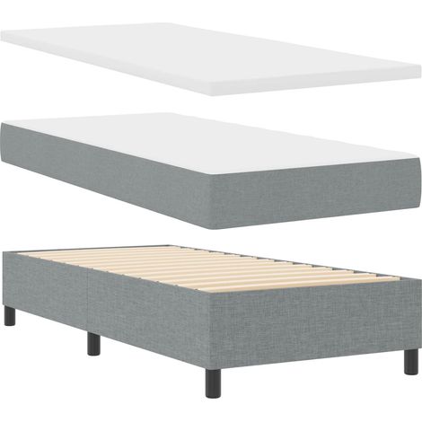 Boxspringbett mit Matratze mit LED Hellgrau 90 x 190 cm Stoff