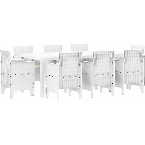 Maison Exclusive - Garten Essgruppe 9 pcs Weiß Polypropylen