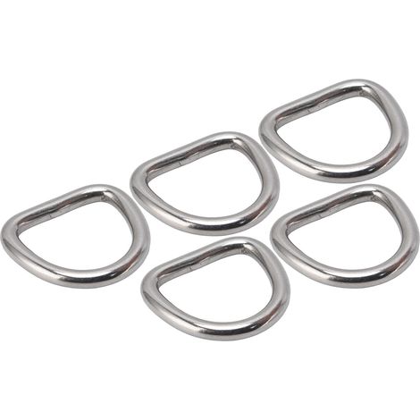 Lot de 5 anneaux en D en acier inoxydable 316, boucle demi-cercle sans soudure, accessoires de quincaillerie 6 x 33 x 30 mm (1/5)