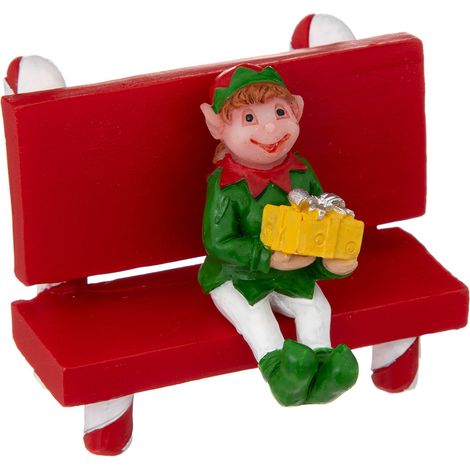 Accessoire pour village de noël Lutin sur un banc - Feeric Christmas