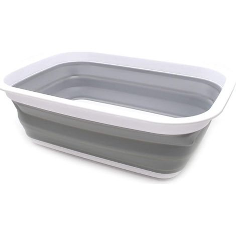 Panier Pique-nique - Conteneur de Rangement Pliable 27 x 37 x 11,8 cm - Capacité 10 L - PP + TPR - Bleu et Gris - 1 Pièce (1/5)