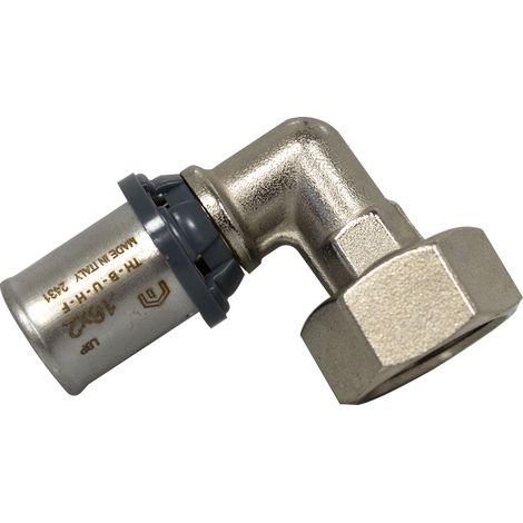 Arcanaute – Raccord multicouche à sertir TH – Coude Femelle écrou libre 1/2" (15/21) – Ø16x2,0 – Compatible avec tubes multicouche (1/6)