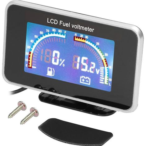 2-in-1 LCD-Digital-Kraftstoffstandanzeige mit Voltmeter, universelles Instrument (9–36 V) für Pkw, Lkw, SUV und Wohnmobile
