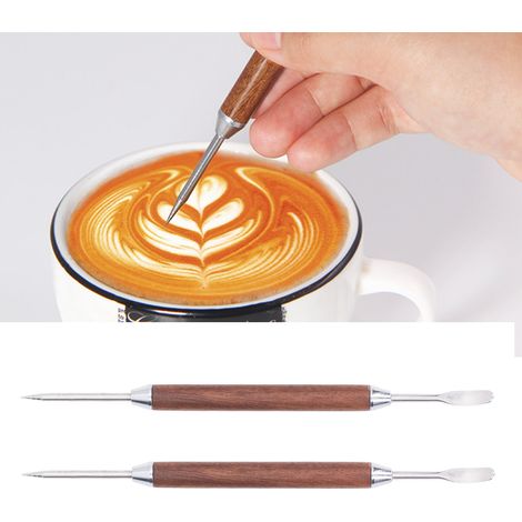 Stylo à Dessin Café 2 Pièces Manche Bois Acier Inox Aiguille Broderie Créative Décoration DIY (1/5)