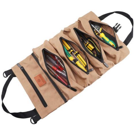 Car Repair Tool Bag - Khaki - Canvas Storage Pouch (1/5)