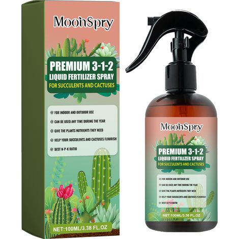 Moonspry Kakteen- und Sukkulenten-Düngespray, Pflanzennährstoffspray für Grünpflanzen, Sukkulenten und Kakteen (1/5)