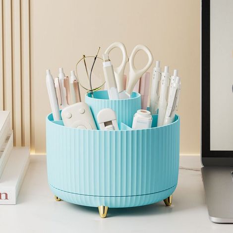 Sky blue rotating pen holder 151512.5 cm 1 dual-purpose plastic pen holder suitable for office, school and home (1/5)