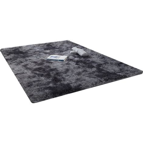 Tapis en Peluche à Effet Dégrader - Coussin Salon et Chambre Lavable - Gris Foncé 50x160 cm (1/3)