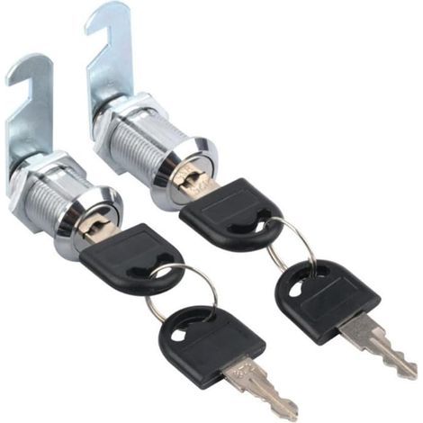 Lot de 4 serrures à came pour armoire, cylindre en métal, serrure à clé identique, serrure de tiroir avec 2 plaques de verrouillage différentes (40 mm) (1/5)
