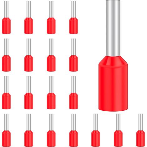 100 Pièces Cosse 1 mm² Rouge, Hanibos Embouts de Câble Isolés, Embout Fil Electrique Souple Connecteurs de Câble (1 mm² x 8 mm) (1/4)