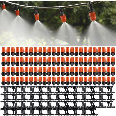 Lntyq Lot de 100 Micro Pulvérisateurs à Débit Réglable pour Irrigation de Jardin, têtes de Brumisateur avec Kit de Brumisation D'irrigation Goutte à Goutte à Goutte 3 T (Orange)