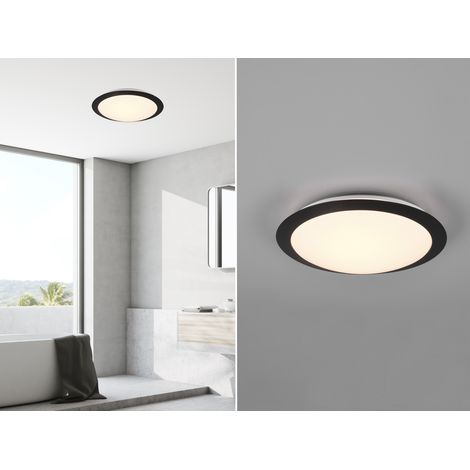 LED Deckenleuchte UMBERTO in Schwarz IP44 Badlampe, Ø 29cm