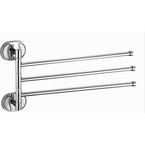 TRADE SHOP - Porta Asciugamani 3 Bracci Fissaggio A Parete Bagno Acciaio Cromato Oval 52003 -