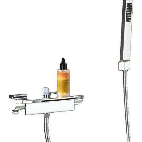 Robinet de baignoire, Fini électrolytique, Support unique à double commande, Design contemporain (1/2)