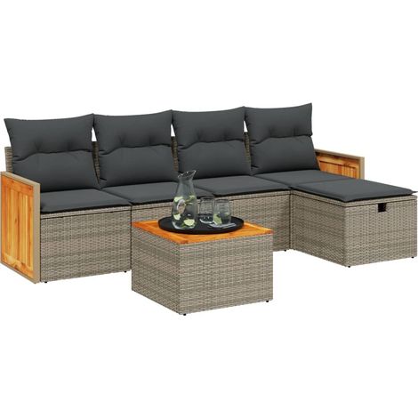 Maison Exclusive - 6-tlg. Garten-Sofagarnitur mit Kissen Grau Pol