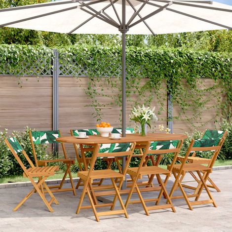 Gartenstühle 8 Stk. Klappbar Grün Stoff und Massivholz (1/5)
