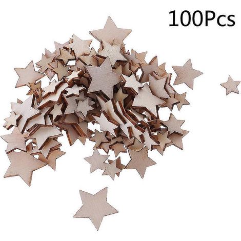 100 Stück/Set Natürliche Holzsterne als Christbaumschmuck, Partyzubehör