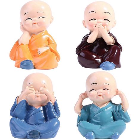 WINOMO Lot de 4 décorations intérieures de voiture représentant un moine KongFu (couleur aléatoire) (1/2)