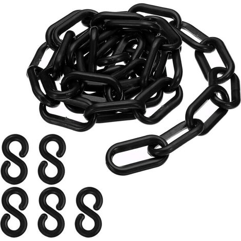 Maillons de chaîne en plastique noir, 100 cm,6 mm, pour barrières, parkings, clôtures, portails et décoration